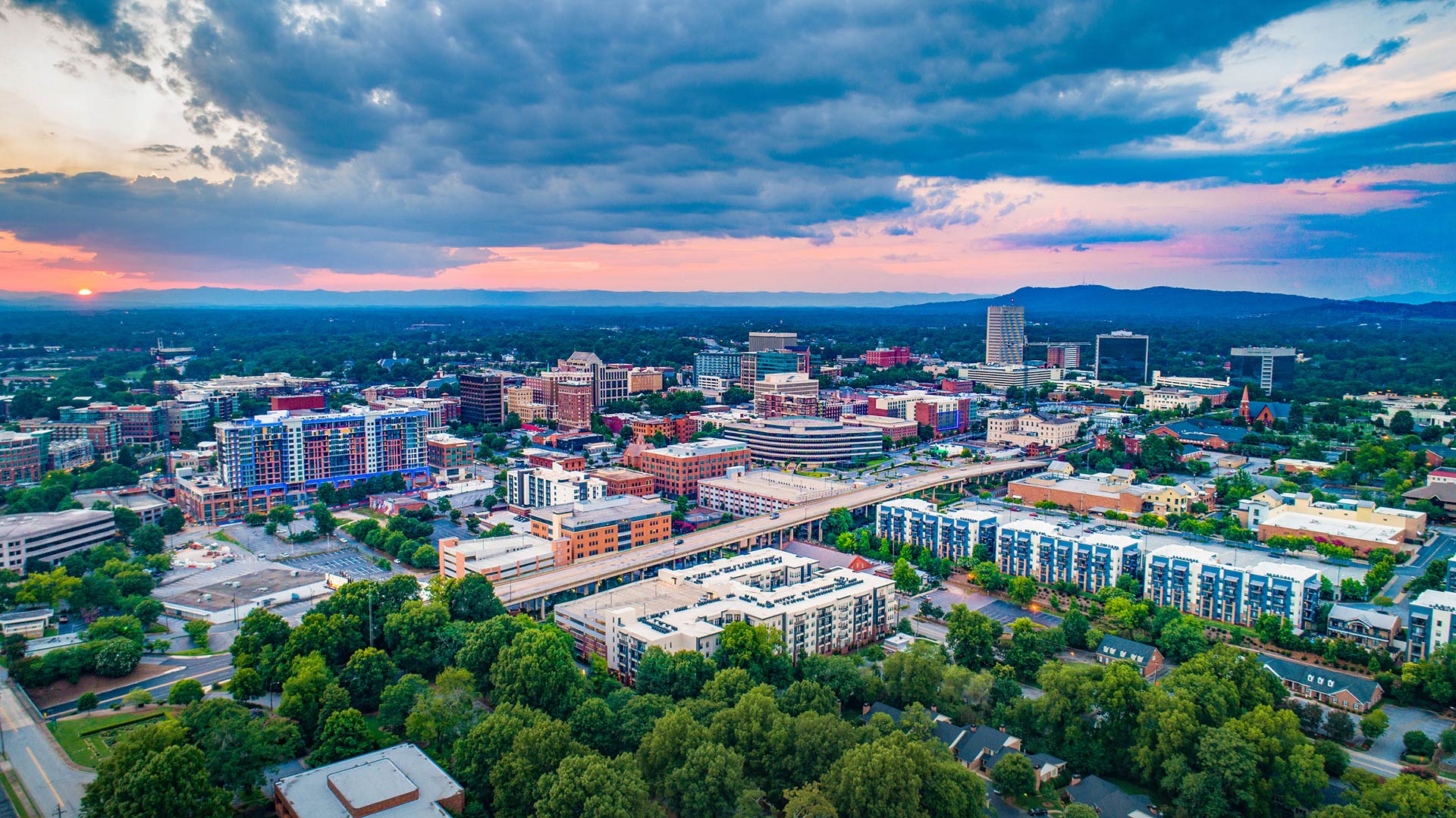 Aerial view of Greenville, South Carolina